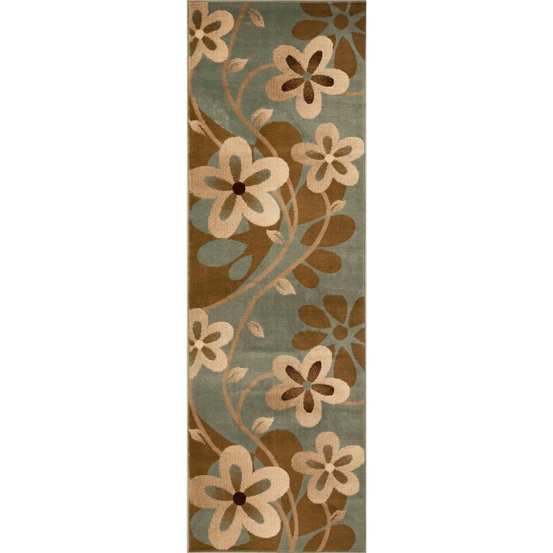 Superior Modern Bohemian Oversized Flower Vines Power-Loomed Indoor Area Rug