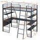 preview thumbnail 3 of 43, High Loft Bed with L-Shaped Desk and Storage Shelves, Metal Platform Bed with Curved Guardrail, USB Ports and Wireless Charging