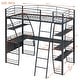 preview thumbnail 3 of 12, Stylish Twin Size Loft Bed with 4 Layers of Shelves, L-shaped Desk, a set of Sockets, USB Ports and and Wireless Charging, Black