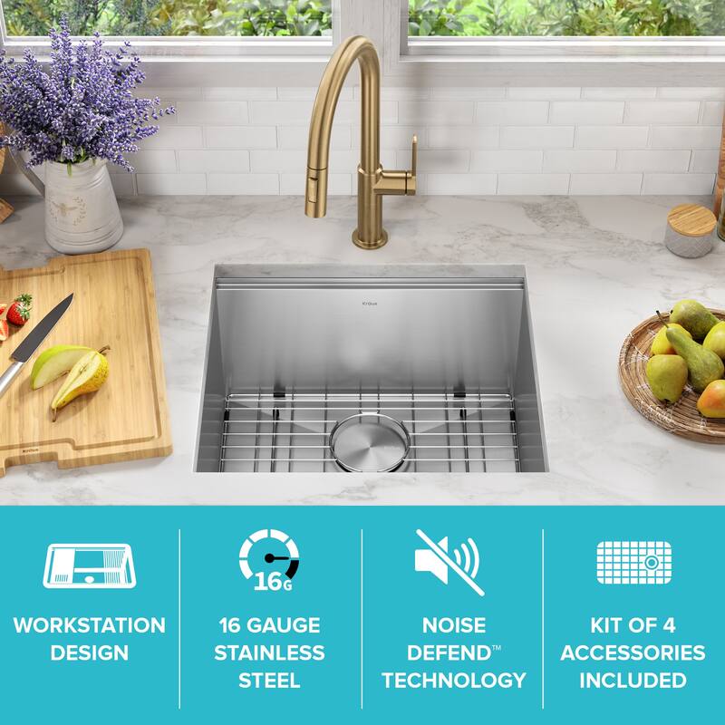 KRAUS Kore Workstation Undermount Stainless Steel Kitchen Sink