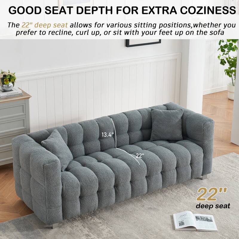 Premium 80-inch Wool Sofa with High-Density Foam Filling and Bonus Cushions