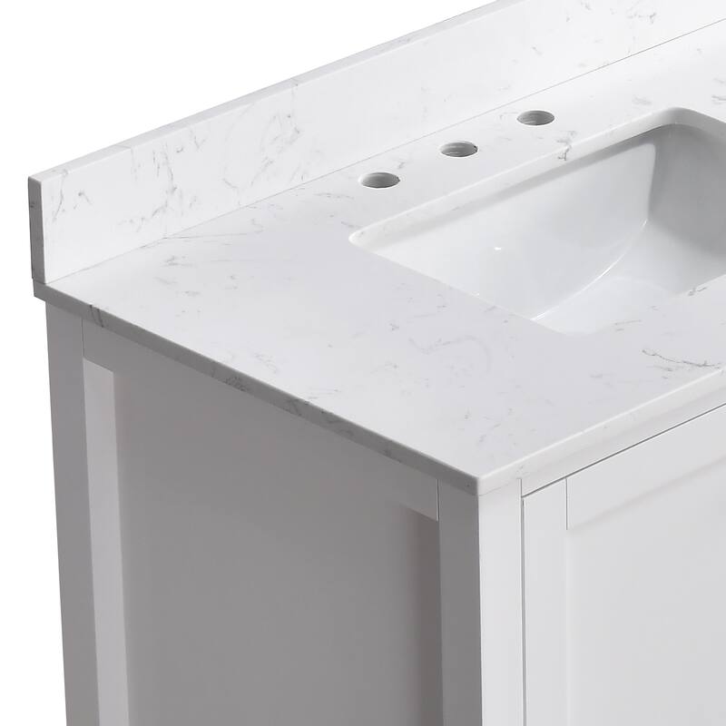 StarrySky 84 inch Undermount Double Sink Bathroom Vanity with Engineered Carrara Marble Top
