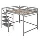 preview thumbnail 6 of 16, Full Size Loft Bed with Built-in Storage Staircase, Side Clothes Hangers and Safety Rail, Solid Wood Slats Support