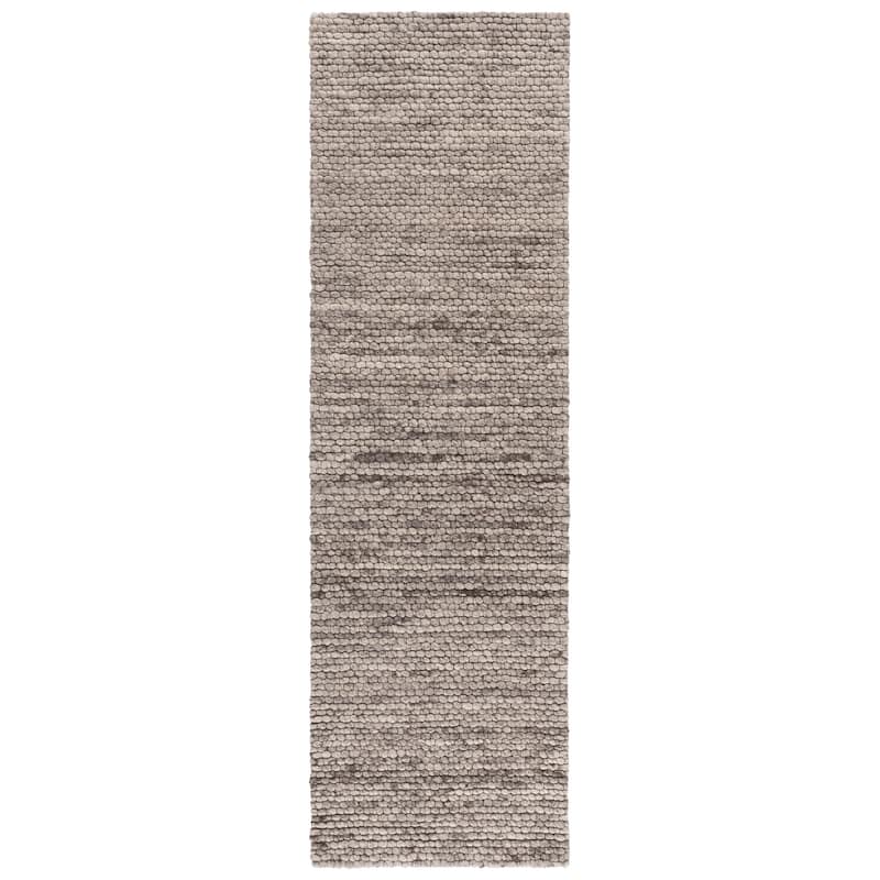 Lauren Ralph Lauren Handmade Matty Contemporary Wool Rug - 2'3" x 8' Runner - Grey/Beige