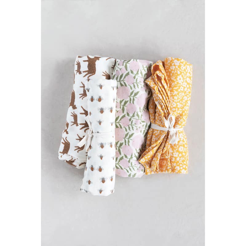 Cotton Swaddle with Pattern, Set of 4