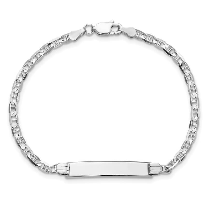 Curata 4.5mm 14k White Gold Engravable Mariner Anchor Link ID Bracelet
