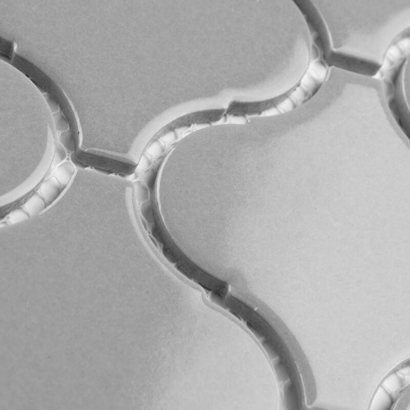 Merola Tile Metro Lantern Glossy Light Grey 9-1/2" x 10-3/4" Porcelain Mosaic Floor and Wall Tile