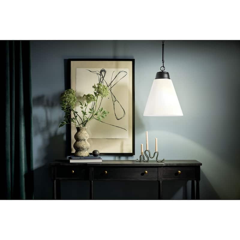 Kichler 52662 Marsailli 16" Wide Pendant with Glossy White Opal Glass