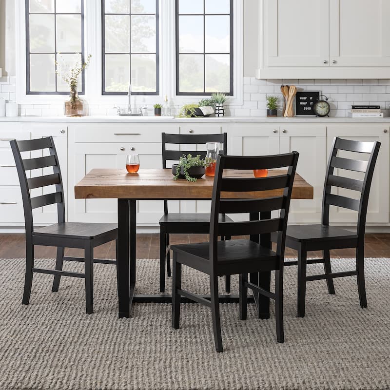 Middlebrook 5-piece Distressed Solid Wood Dining Set - Rustic Oak / Black