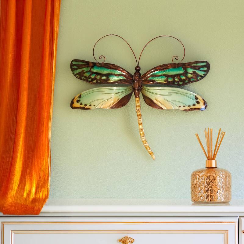 Dragonfly Wall Decor Aqua And Gold