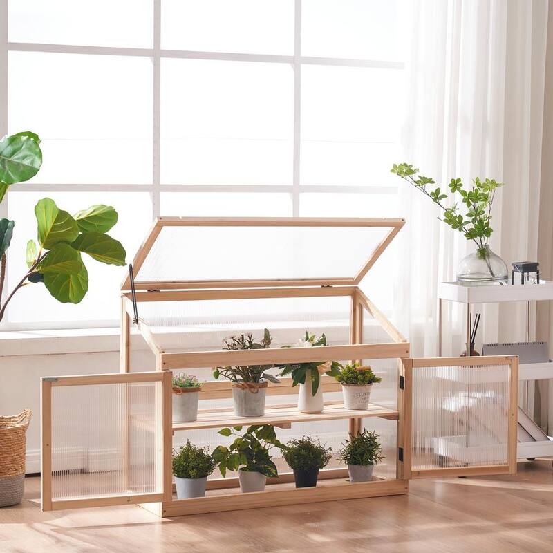 MCombo 2-Tier Cold Frame Greenhouse, Solid Wood 0160