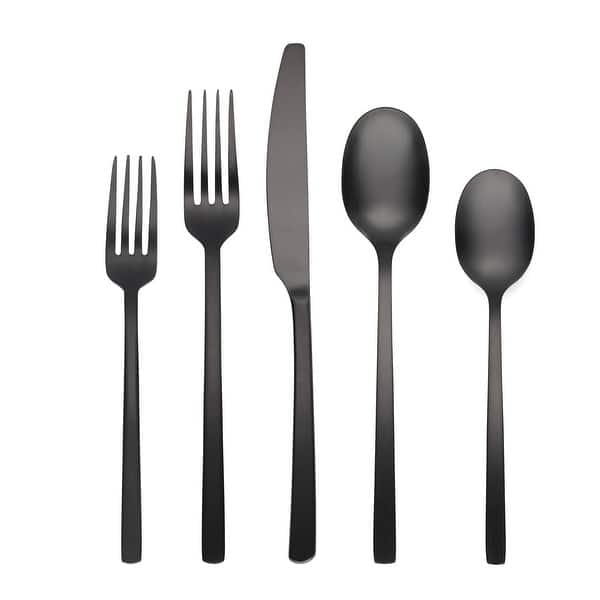Cambridge Beacon Black Satin 45-Piece Flatware Set