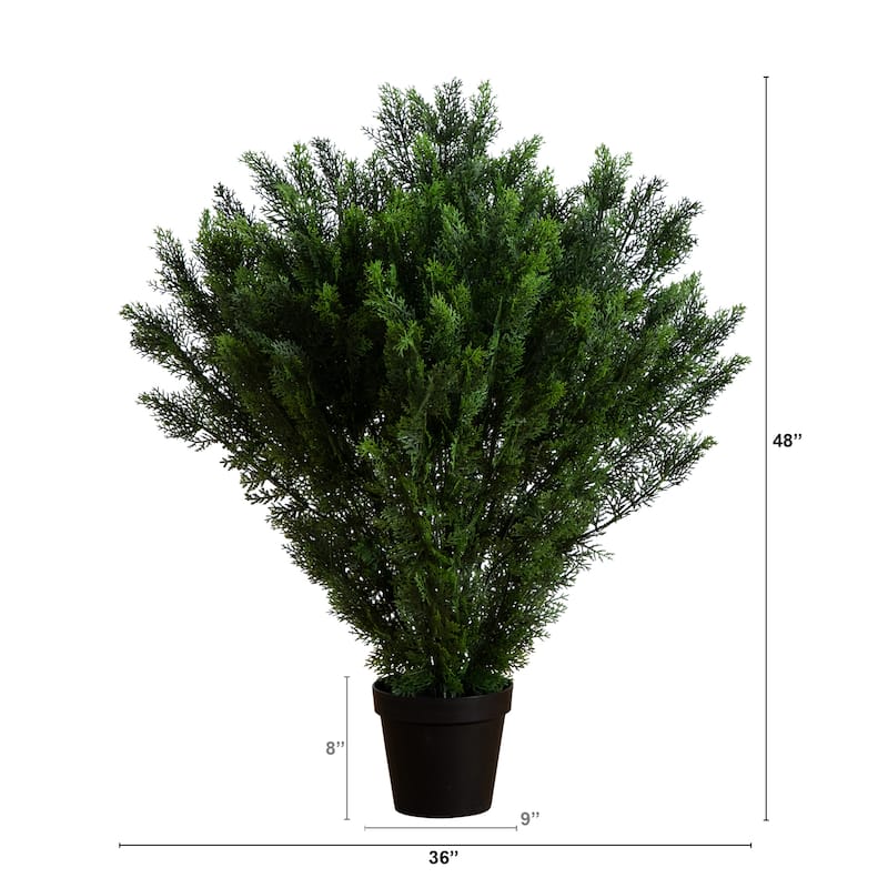 Cedar Bush Artificial Outdoor Potted Plant - 4' - Green