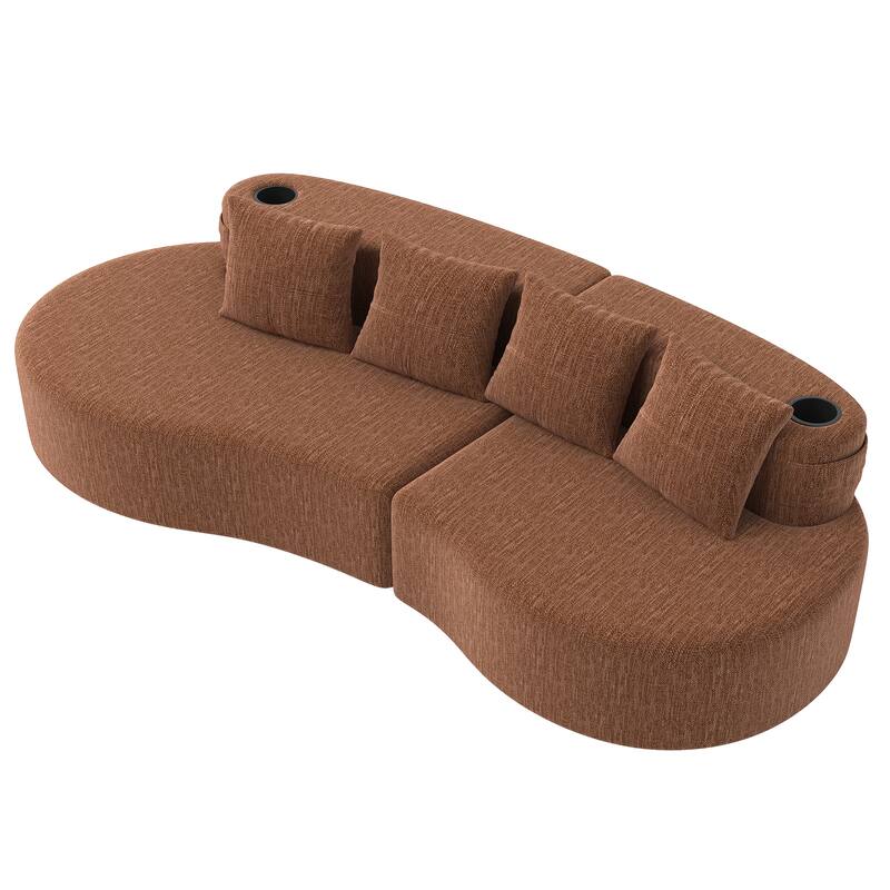 Modern Curved Sectional 3 Seat Minimalist Elegant Half Moon Sofa Compressed Modular Sectional Sofa for Living Room, Office