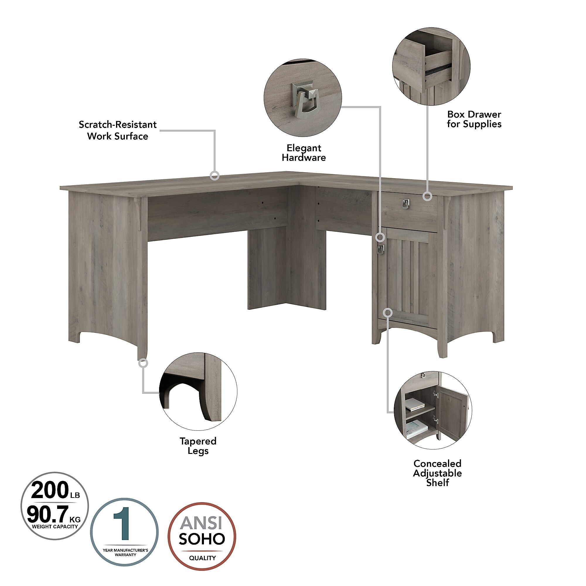 Salinas 60w L Shaped Desk With Hutch By Bush Furniture Overstock 32162374