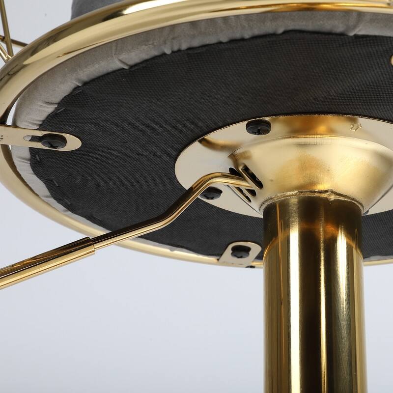 velvet bar chair, pure gold plated, 360 degree rotation, adjustable height,Suitable for dinning room and barset of 2