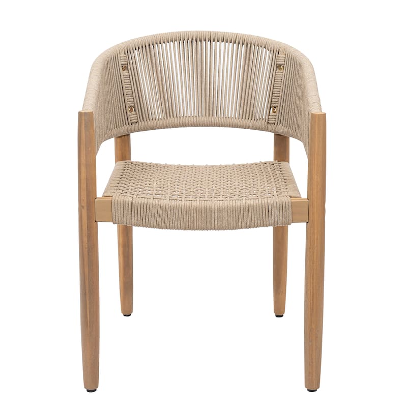 Christopher Knight Home - Natural Outdoor Acacia Wood 3-Piece Conversation Set with Rope Chairs and MGO Table