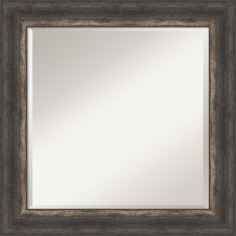 Beveled Bathroom Wall Mirror - Bark Rustic Char Frame