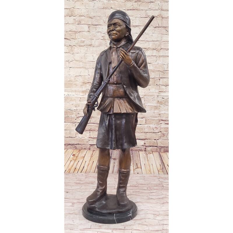Hand Made Geronimo With Rifle By C.M Russell Bronze Sculpture Figurine
