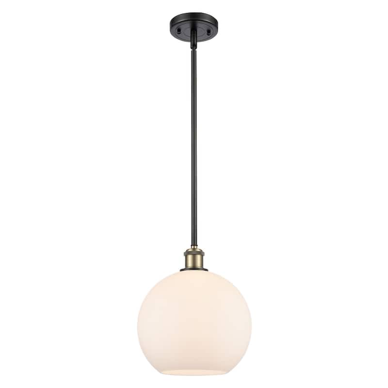 Innovations Lighting Large Athens 10" Wide Mini Pendant - Black Antique Brass / Matte White