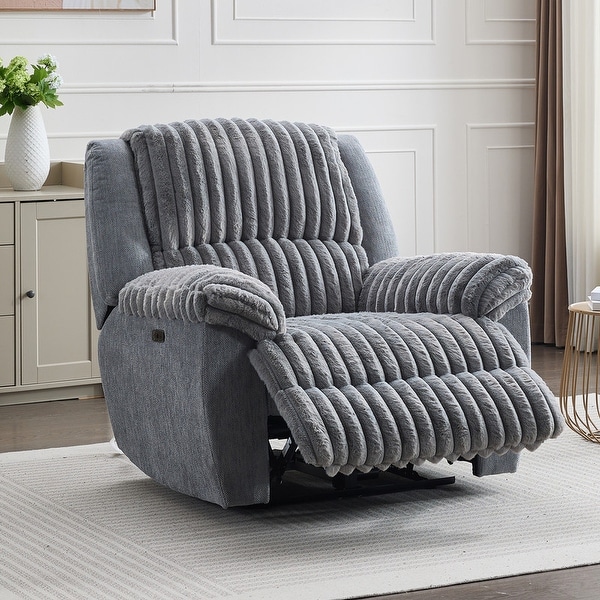 ELIASER Oversized Power Recliner Chair Luxurious Electric Recliner with USB Port for Living Room Gray On Sale Bed Bath Beyond 41562085