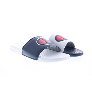 Shop Champion Super Slide Mix Match White Navy Mens Slides Sandals Overstock 31414179 11