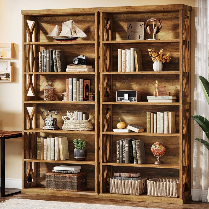 Freestanding Bookshelf, Wood Bookcase, Display Shelves Home Office Living Room Bedroom Storage