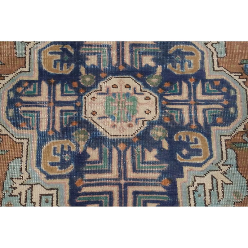 Hand Knotted Oriental 100% Wool Carpet Traditional Medallion Brown Tabriz Area Rug - 5' 10'' X 4' 2''