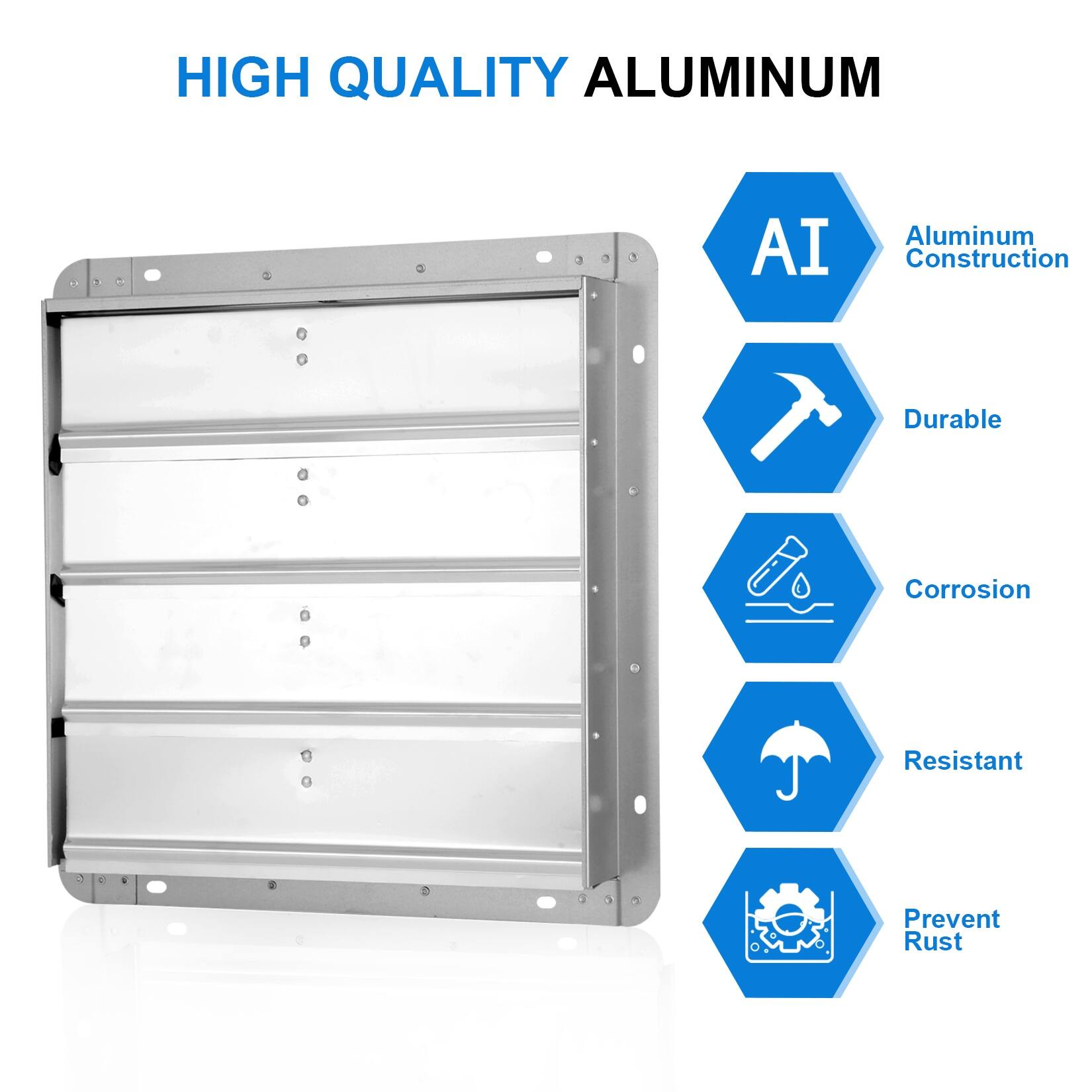 iPower 16Inch Square Aluminum Automatic Gravity Shutter Louver Vent