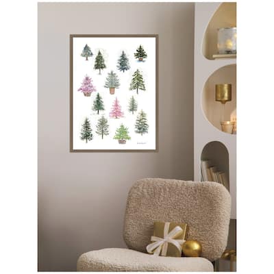 Kate and Laurel Framed Canvas 12 Tiny Holiday Trees by Patricia Shaw