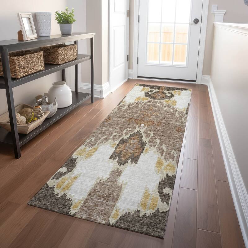 Premium Washable Super Soft Boho Ikat Mayfield Rug - Brown - 2' 3" x 7' 6" - Runner
