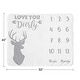 preview thumbnail 4 of 4, Grey Woodland Deer Collection Boy Baby Monthly Milestone Blanket - Gray and White Stag Forest Animal Love You Deerly