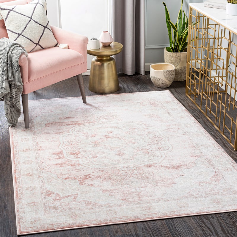 Livabliss Akiva Vintage Medallion Area Rug - 2' 7" x 10' - Blush
