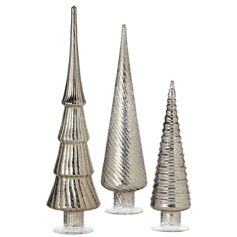 12/15/18" Mercury Glass Tree Trio Set of 3