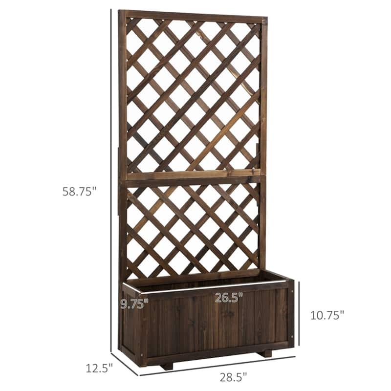 Outdoor Solid Fir Wood Flower Shelf Garden Planter Bed with Back Net Board for Herb or Plants - 28.5"L x 12.5"W x 58.75"H