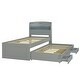 preview thumbnail 13 of 28, Twin XL Platform Bed with Storage LED Headboard, Charging Station, Trundle & 2 Drawers, Sturdy Pine Wood Frame, Grey