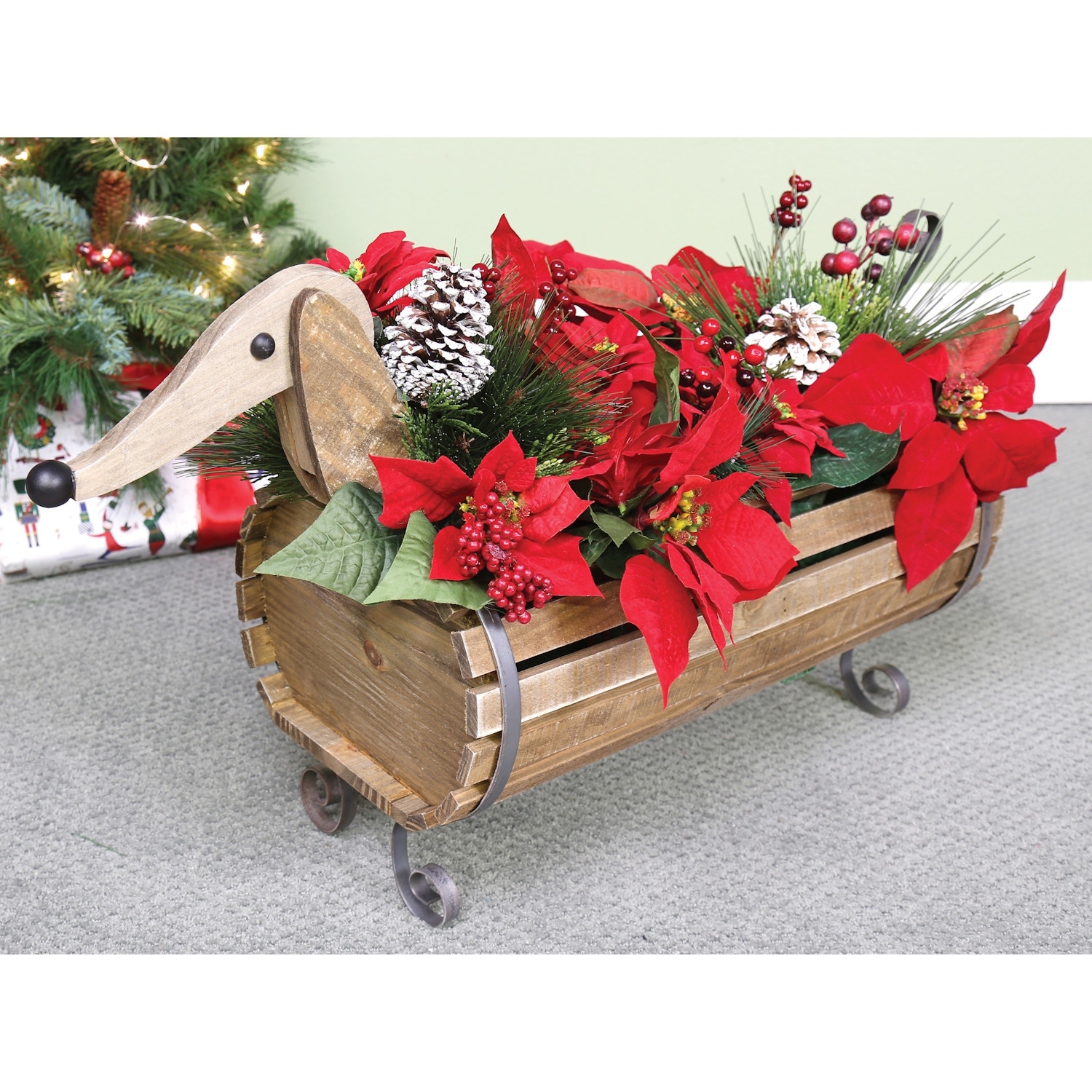 Shop Wooden Dachshund Flower Planter Indoor Outdoor Wiener Dog