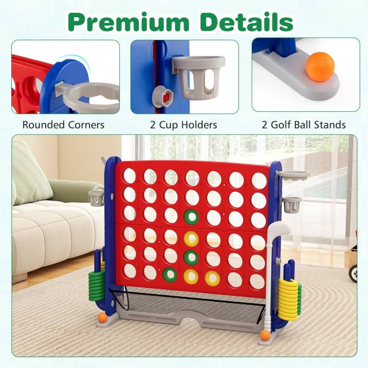 PE PP PVC 4-in-1 Jumbo Game Set with Adjustable Height and Cup Holders - 40.5" x 15.5" x 32.5"-38.5"