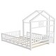 preview thumbnail 27 of 25, Twin Size House-Style Headboard Floor Bed with Fence Guardrails without cushion