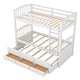 preview thumbnail 16 of 14, Multifunctional Design Wood Bunk Bed with Sturdy Frame and Extra Sleeping Bed, Twin over Twin, White