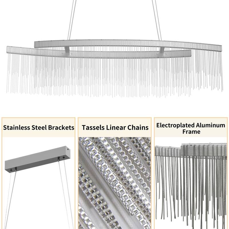 Luxury LED Pendant Light Tassel & Round Linear Chandeliers Dining room