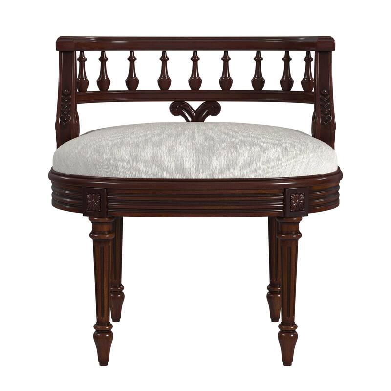 Hathaway 22.5 in. W Oval Upholstered and Wood Traditional Vanity Seat