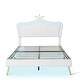 preview thumbnail 32 of 54, PU Upholstered Princess Bed with LED Lights and Crown Headboard