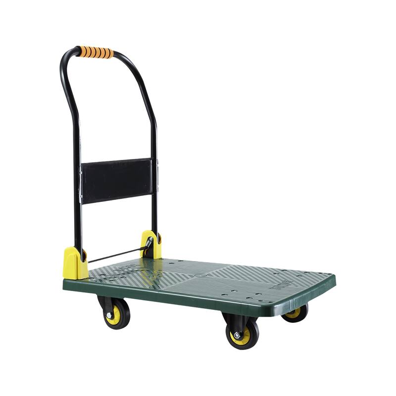 Foldable Push Hand Cart, Platform Truck - Green