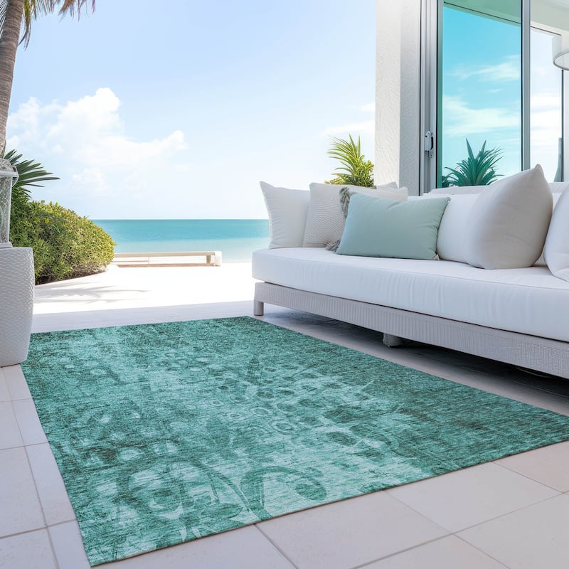 Machine Washable Indoor/ Outdoor Chantille Abstract Modern Rug