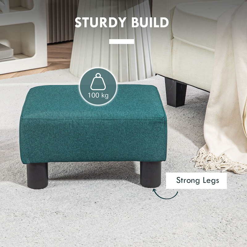 16" Cube Modern Linen Footrest Ottoman