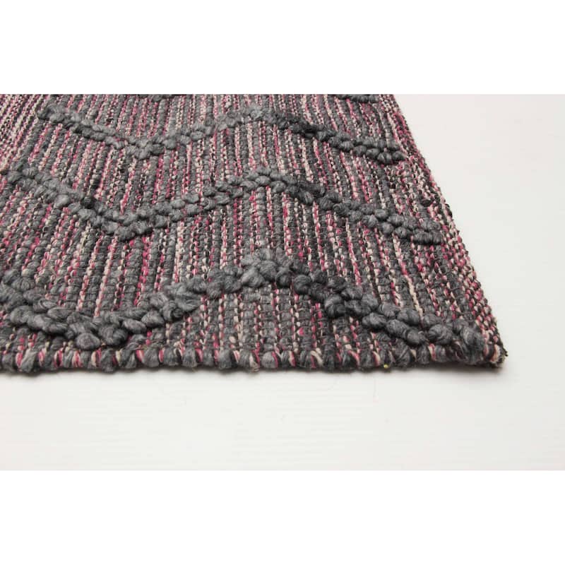 ECARPETGALLERY Braid weave Sienna Grey Wool Rug - 6'1 x 9'1