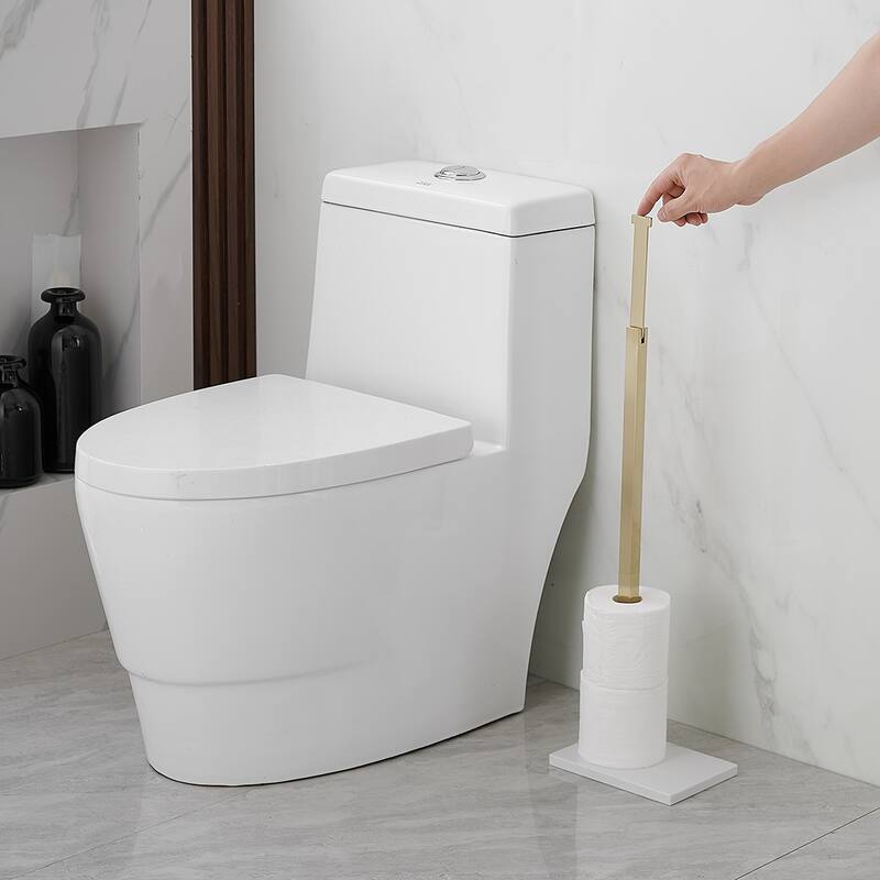 Freestanding Toilet Paper Holder with Natural Marble Base