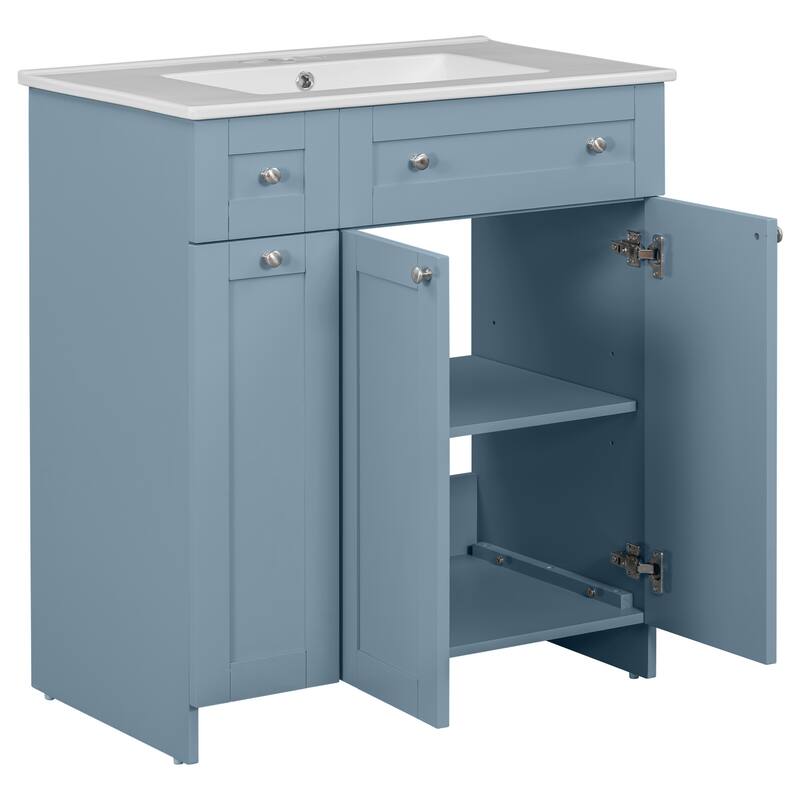 30-Inch Bathroom Vanity with Sink Combo, MDF Storage Cabinet, Soft Close Doors, and Painted Finish