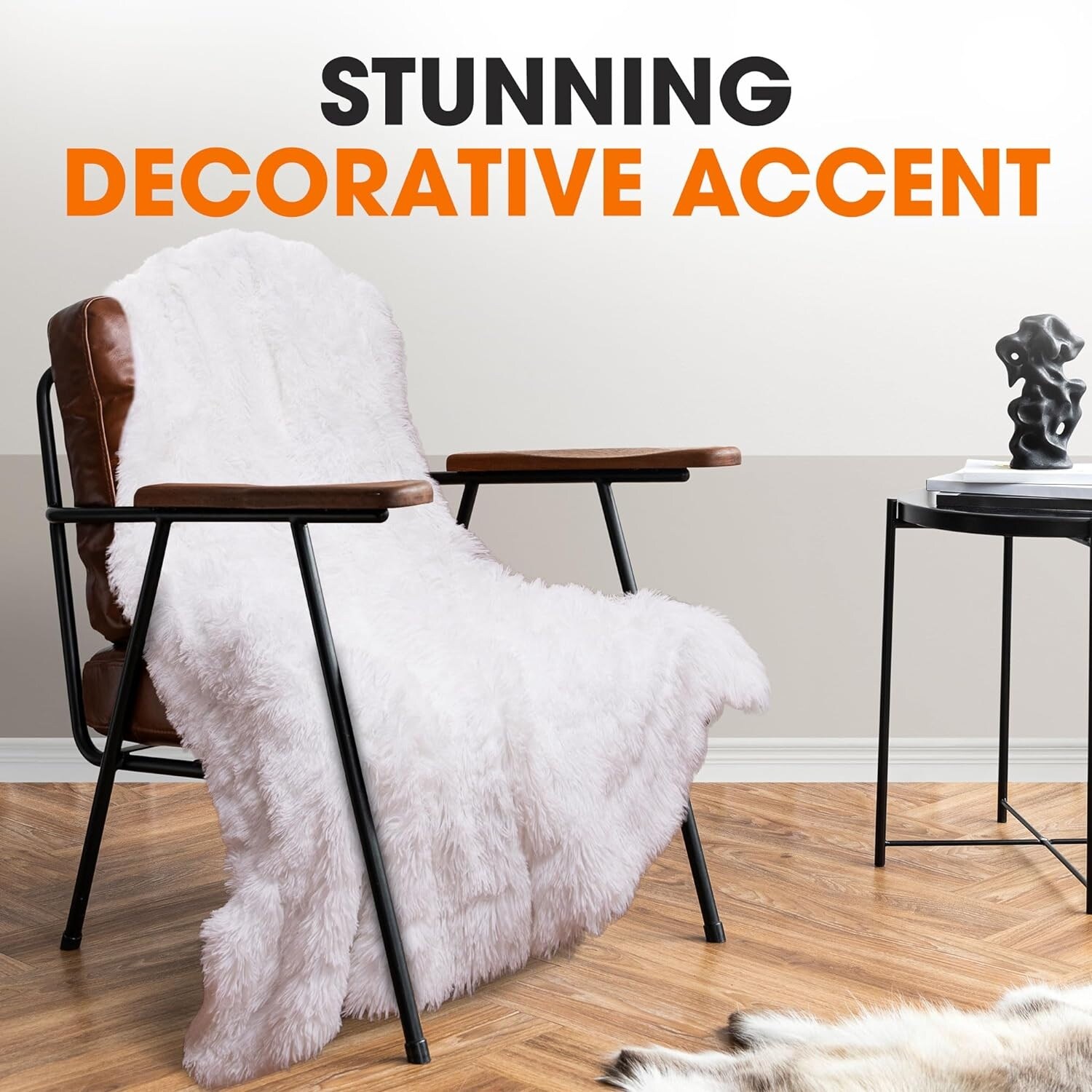 Cheer Collection Reversible Faux Fur Accent Throw Blanket-image